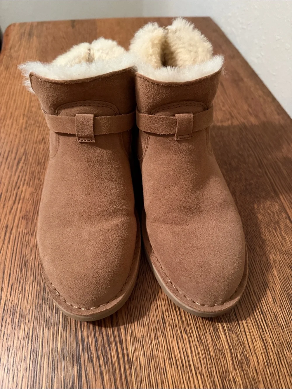 UGG Chestnut Suede Shearling Ankle Boots with Cream Lining